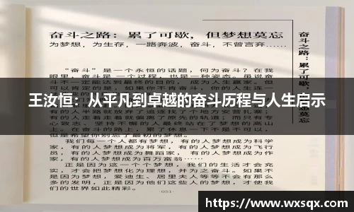 王汝恒：从平凡到卓越的奋斗历程与人生启示